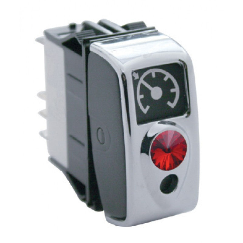 Kenworth W900/T660 2006+ chrome plastic rocker switch cover w/indicator light hole, jewel - 3/PACK