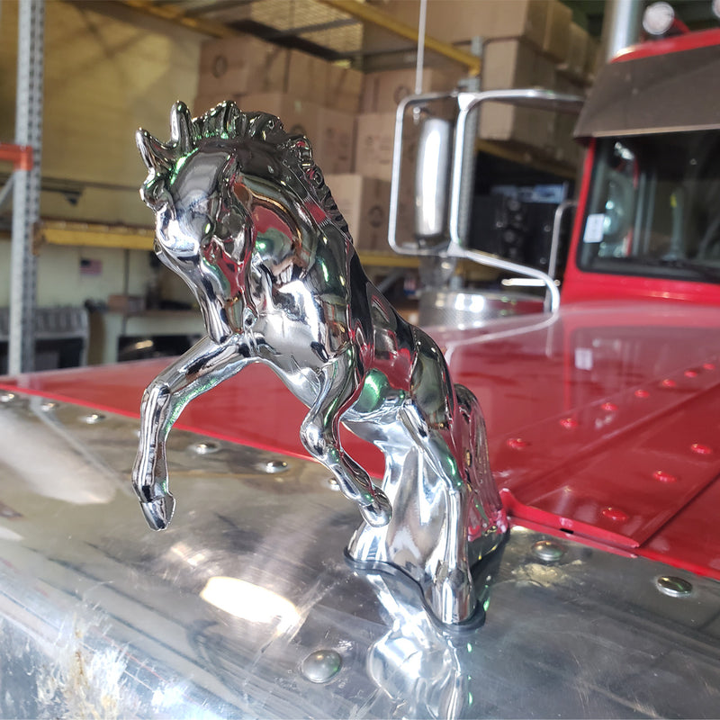 Fighting Stallion chrome die-cast hood ornament