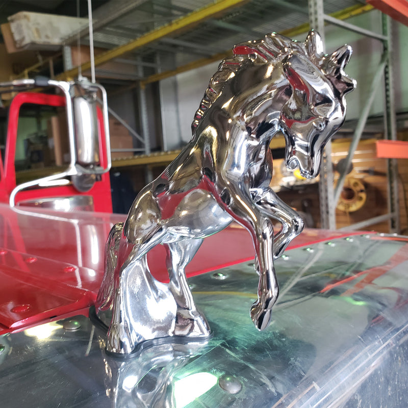 Fighting Stallion chrome die-cast hood ornament