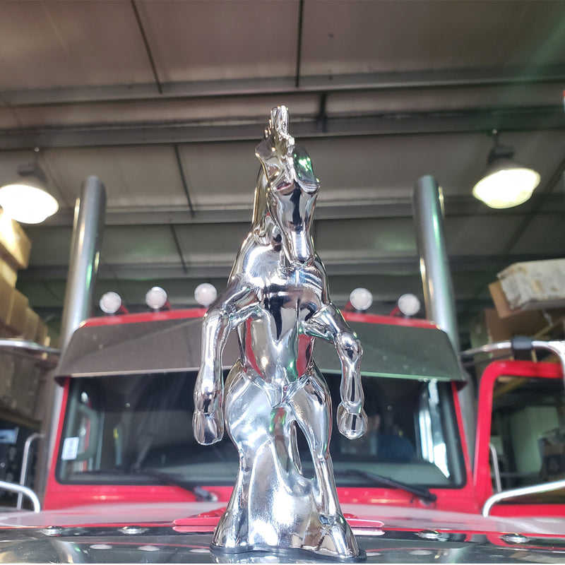 Fighting Stallion chrome die-cast hood ornament