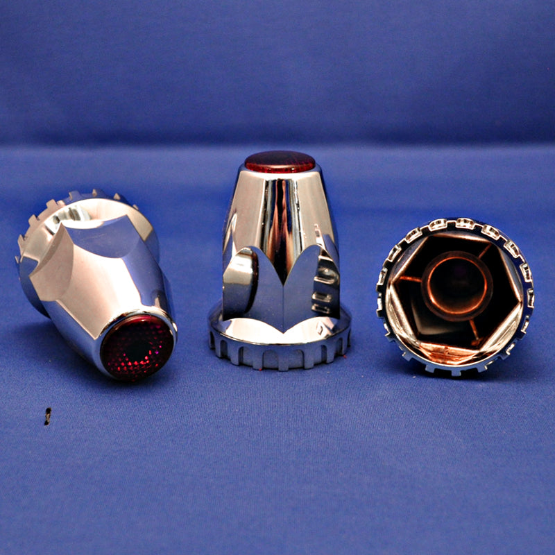 33mm chrome plastic threaded lugnut cover w/reflector - Purple