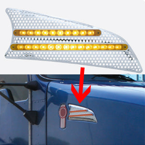 Kenworth T660 chrome air intake panel w/amber LED turn signal