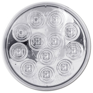 White 4" round 12 diode LED back up/reverse light w/"mirror" surface