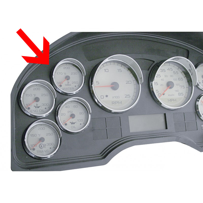 International 2007+ chrome plastic small gauge cover w/visor