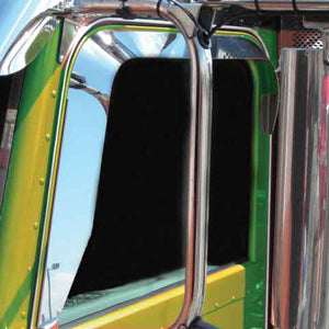 Peterbilt 379/389 2005+ stainless steel door window shade rain deflector - PAIR