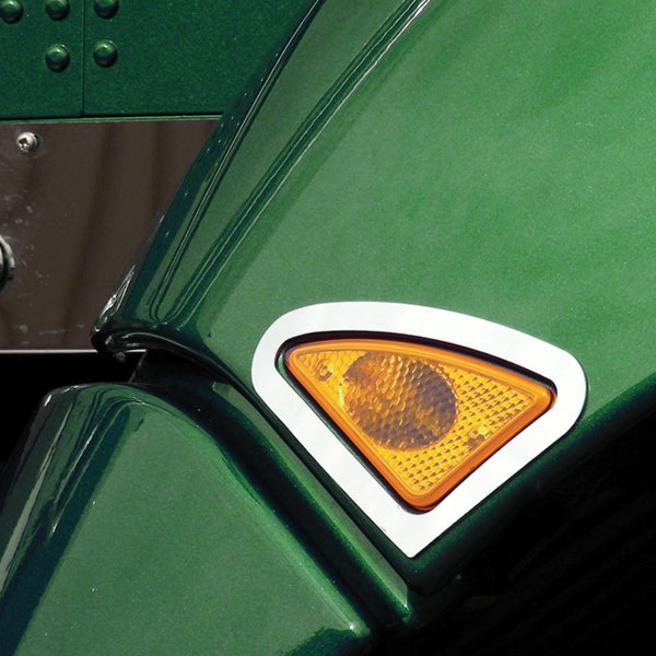 Kenworth T660 stainless steel fender light surround - PAIR