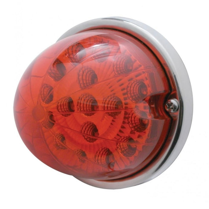 Red 17 diode LED cab light-style turn signal w/reflector and stainless steel bezel