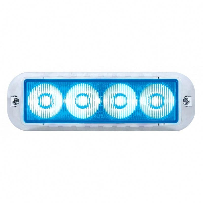 4 diode LED strobe light with chrome bezel - Blue
