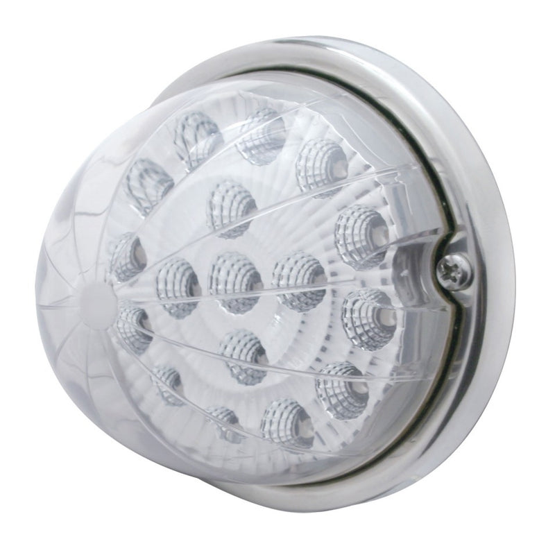 Red 17 diode LED cab light-style turn signal w/reflector and stainless steel bezel - CLEAR lens