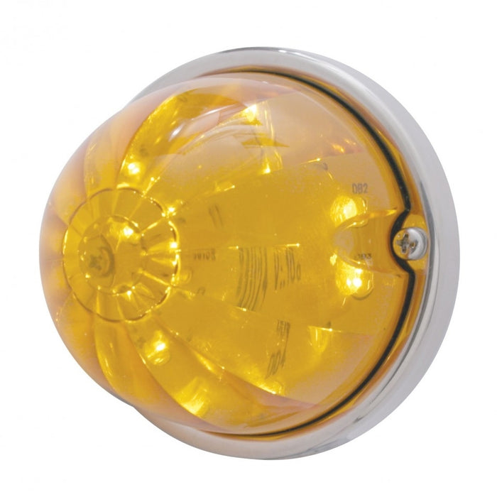 Amber 17 diode LED cab light-style turn signal w/stainless steel bezel