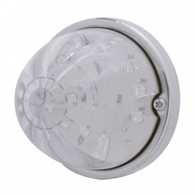 Amber 17 diode LED cab light-style turn signal w/stainless steel bezel - CLEAR LENS