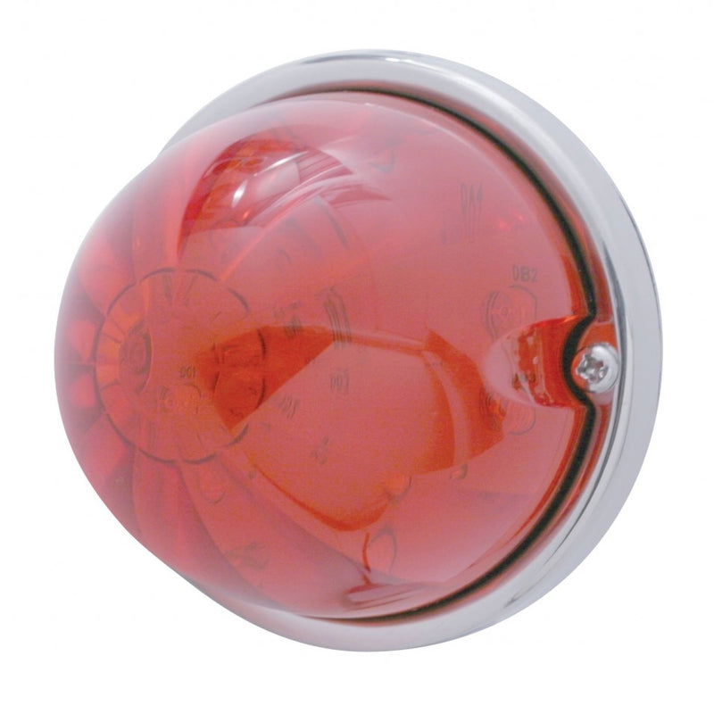 Red 17 diode LED cab light-style turn signal w/stainless steel bezel - SINGLE