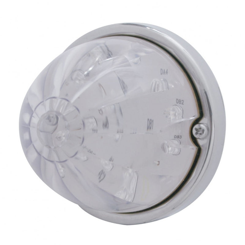 Red 17 diode LED cab light-style turn signal w/stainless steel bezel - CLEAR lens