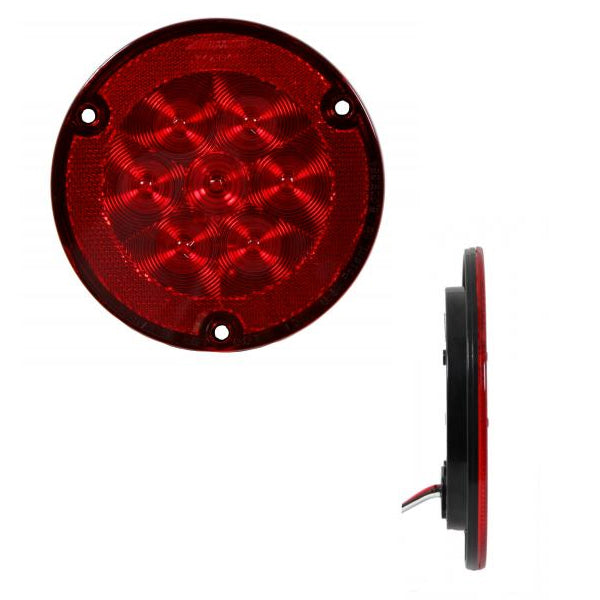 Red Ultra-Thin 4" round 7 diode LED stop/turn/tail flange mount light