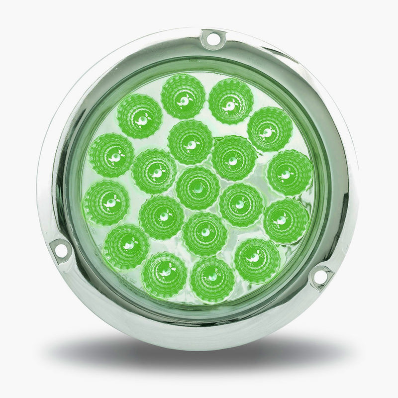 Dual Revolution Red/Green 4" round 19 diode LED turn signal w/flange