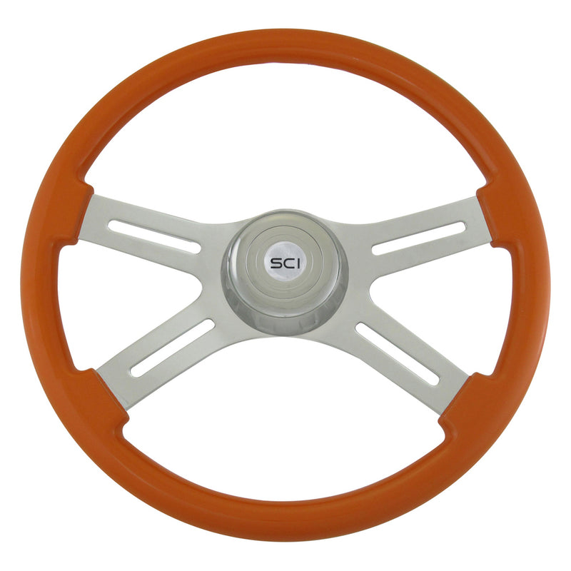"Classic Orange" finish 18" wood steering wheel - 3 hole style