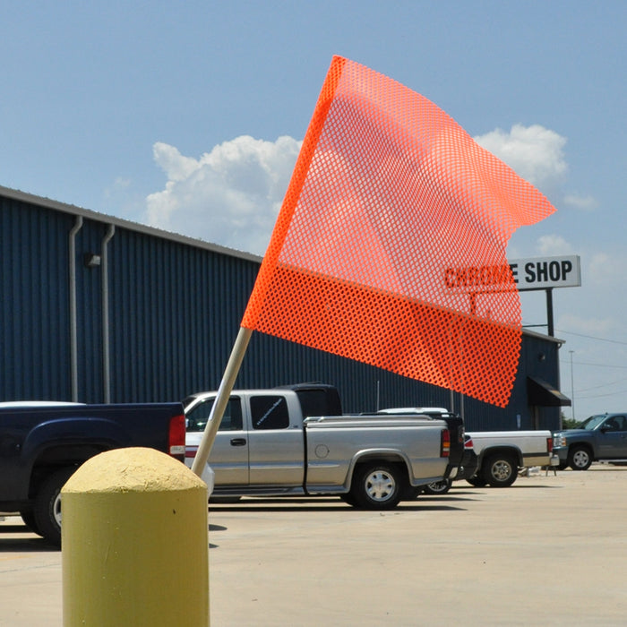 18" orange oversize load flag with wooden dowel