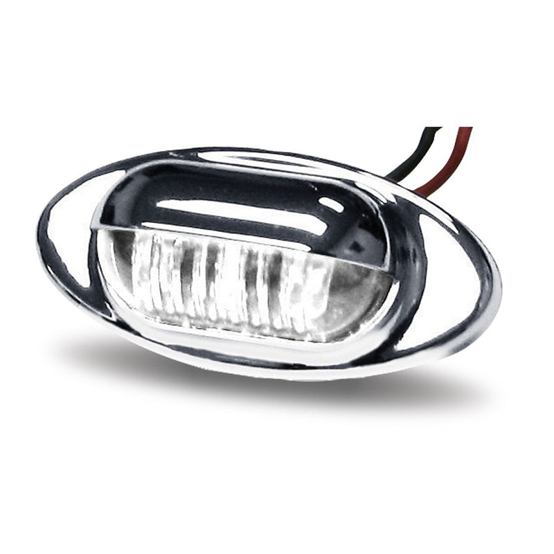 White 3 diode LED license plate light w/snap on chrome cover