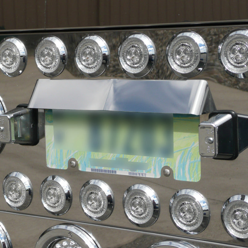 Stainless steel drop visor for license plate