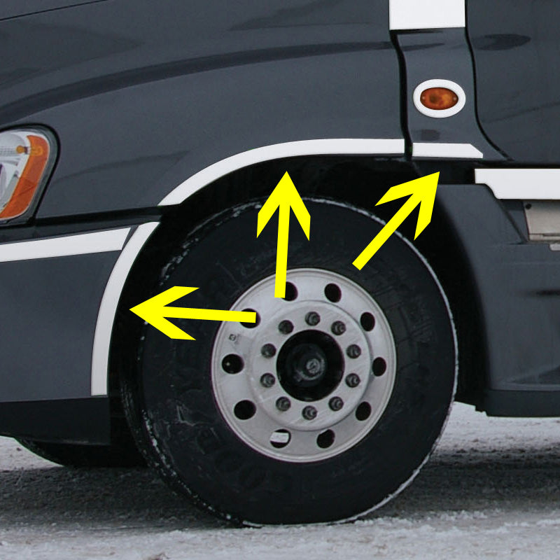 Freightliner Cascadia 2008-2017 stainless steel fender trim - 6 piece kit