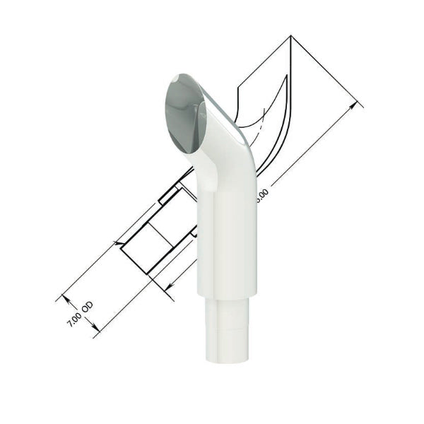 Dynaflex Air Kool chrome 60" curved top stack - 7" diameter, reduces to 5"