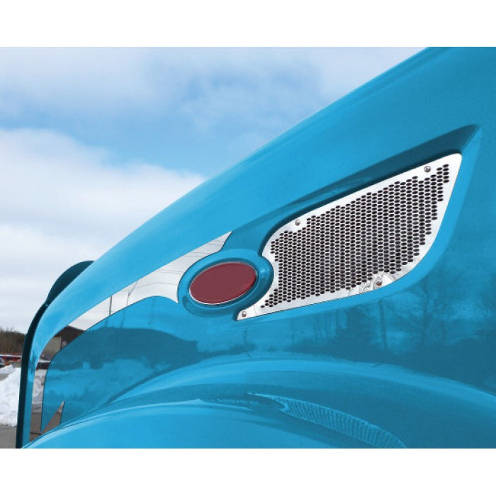 Peterbilt 579 long hood stainless steel side hood trim - PAIR