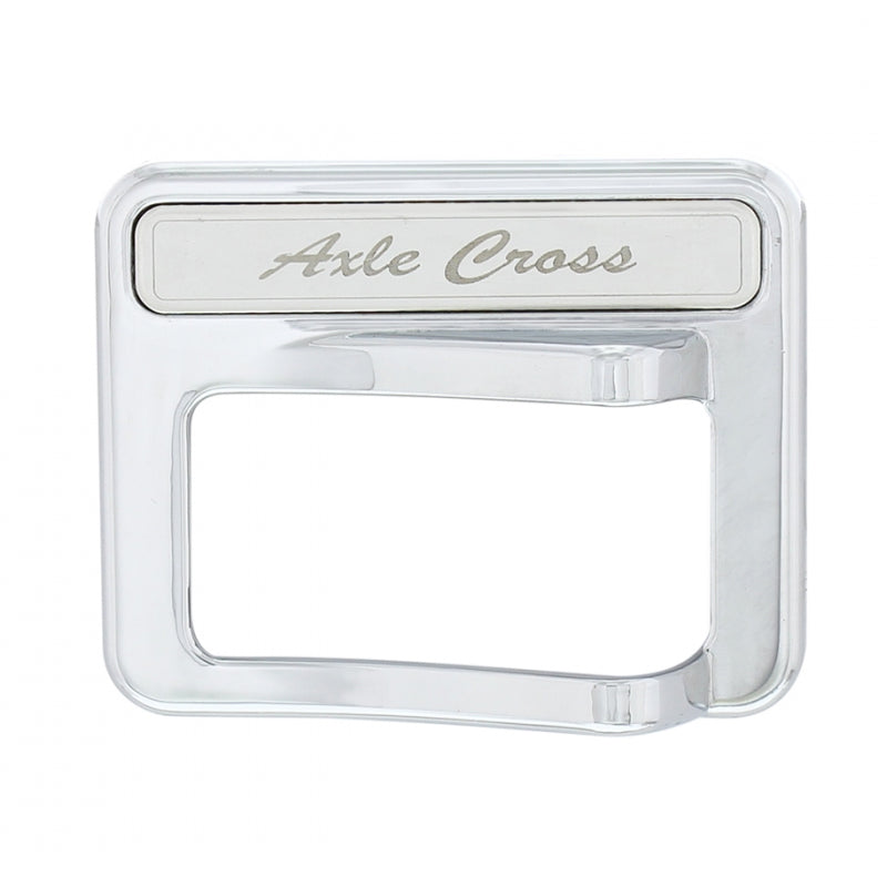 Peterbilt 567/579 chrome plastic rocker switch cover w/stainless steel nameplate - Axle Cross