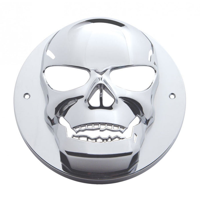 Skull 2.5" round chrome plastic grommet cover