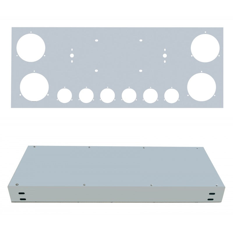 12" stainless steel rear center panel w/4 round 4" and 6 round 2" light holes