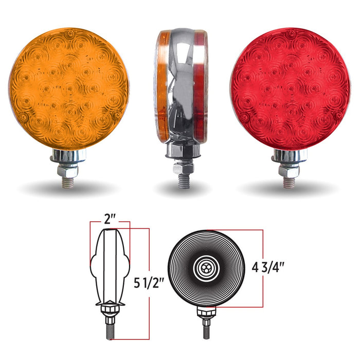 Amber/Red 4" round 42 diode LED pedestal light