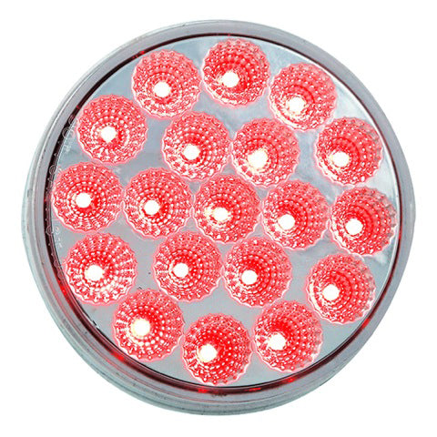 Dual Revolution Red/White 4" round 19 diode LED stop/turn/tail and backup light - CLEAR lens
