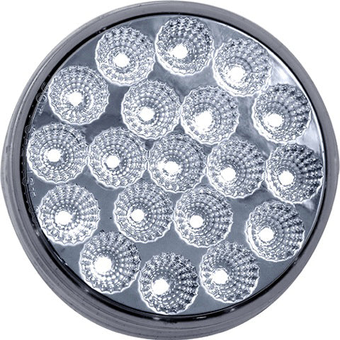 Dual Revolution Red/White 4" round 19 diode LED stop/turn/tail and backup light - CLEAR lens