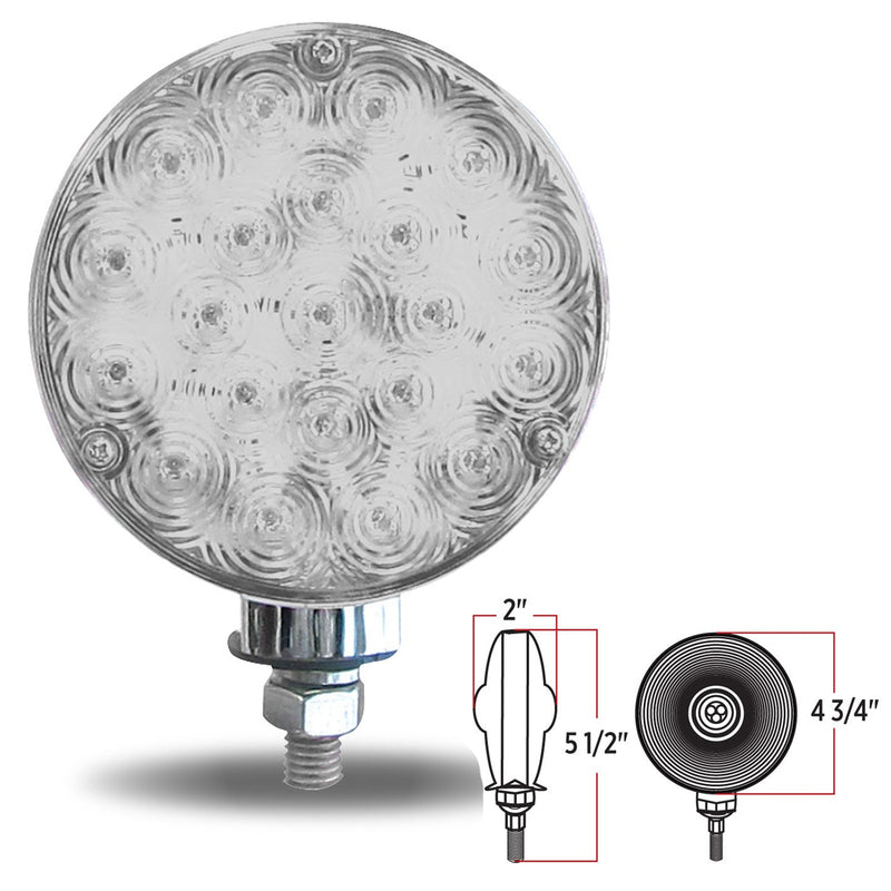 Amber/Red 4" round 42 diode LED pedestal light - CLEAR lens