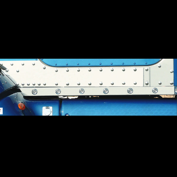 Peterbilt 386 stainless steel 2.25" cab panels w/12 amber bullseye LED lights - CLEAR lens