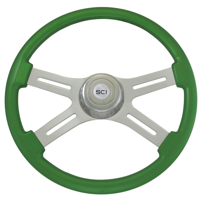 "Classic Green" finish 18" wood steering wheel - 3 hole style