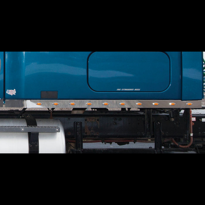 Freightliner Cascadia stainless steel 72" sleeper panels + wing extension w/12 combo light holes
