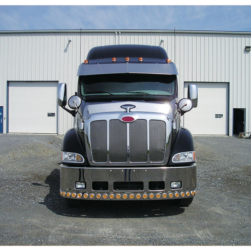 Peterbilt 387 stainless steel bumper light bar w/28 round 2" light holes ONLY