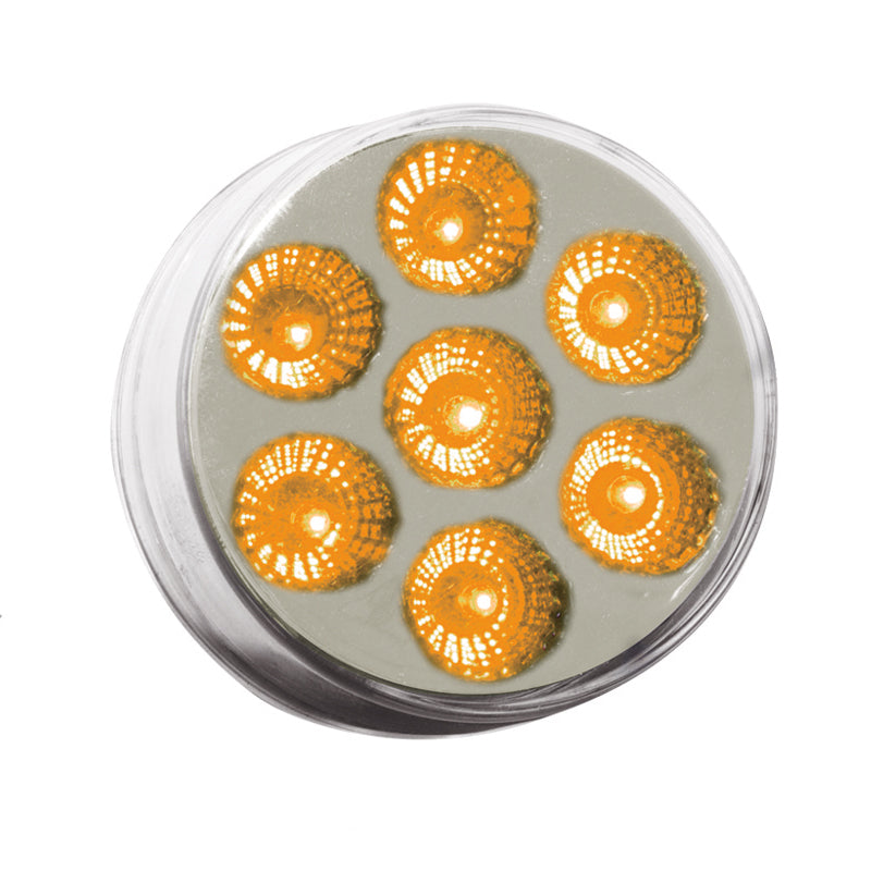 Dual Revolution Amber/Blue 2" round 7 diode LED marker light - CLEAR lens