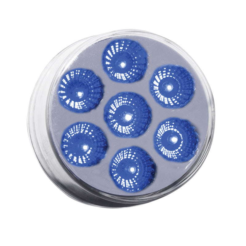 Dual Revolution Red/Blue 2.5" round 7 diode LED marker light - CLEAR lens