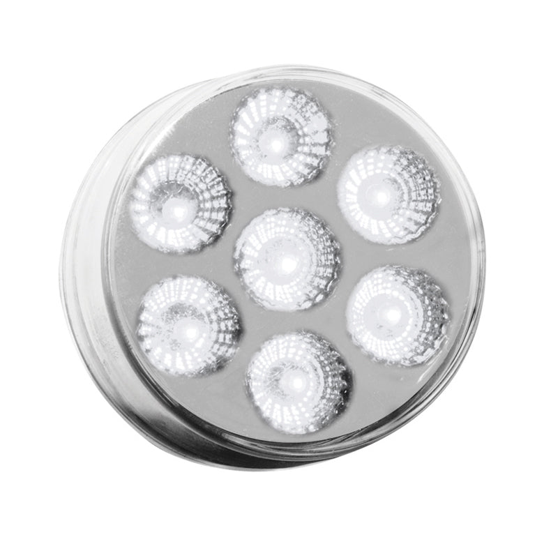 Dual Revolution Red/White 2" round 7 diode LED marker light - CLEAR lens
