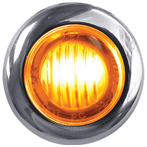 Dual Revolution Amber/Red 1" mini button LED marker light - CLEAR lens