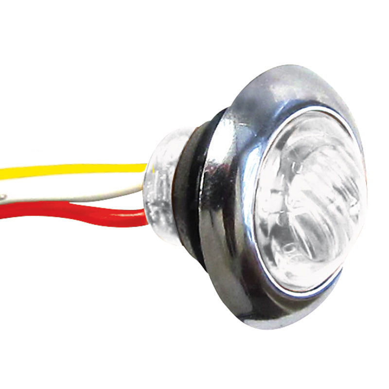 Dual Revolution Red/White 1" mini button LED marker light - CLEAR lens