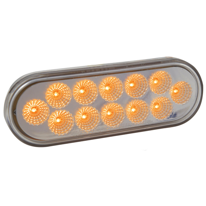 Amber oval 12 diode LED park/turn/clearance light - CLEAR lens