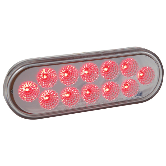 Red oval 12 diode LED stop/turn/tail light - CLEAR lens