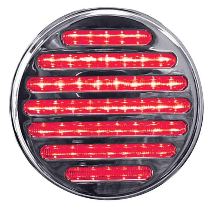Dual Revolution Flatline Red/White 4" round 49 diode LED turn signal and backup light - CLEAR lens
