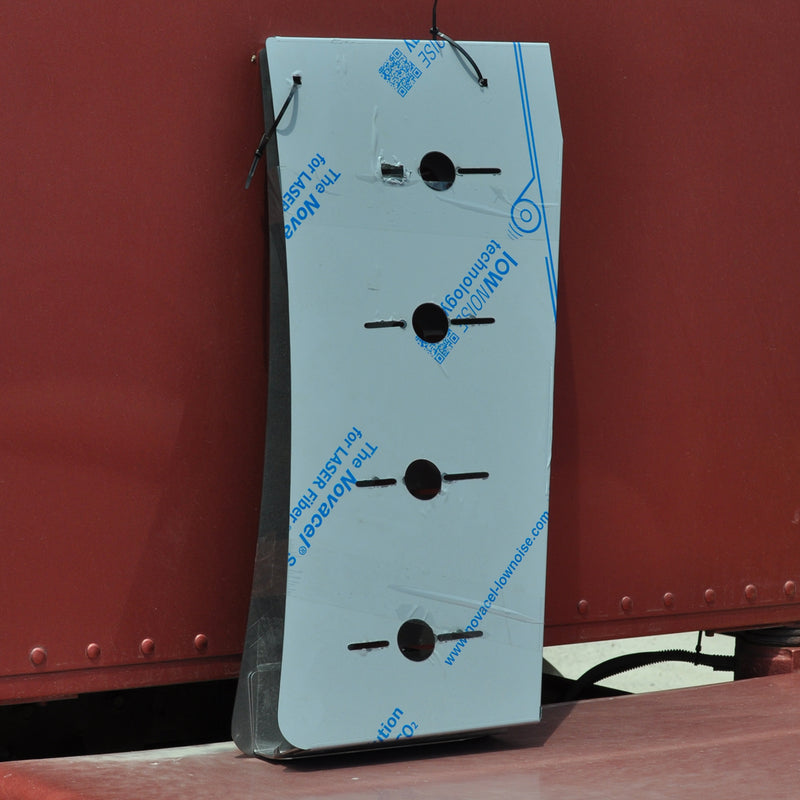 Peterbilt 389 long hood stainless steel narrow cowl extensions w/8 combo light holes ONLY - PAIR