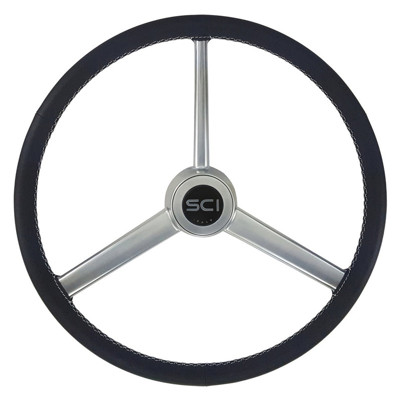 "Retro Black" 20" polyurethane steering wheel w/3 spokes - 5 hole hub