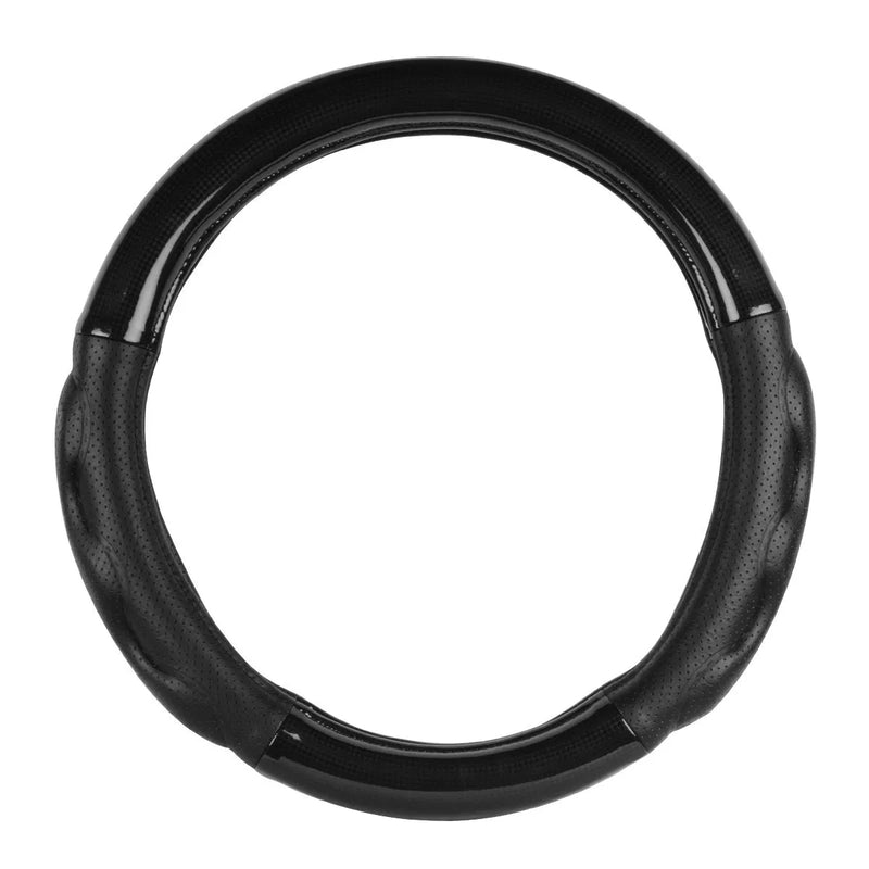 18" deluxe steering wheel cover - black carbon fiber with black comfort pads