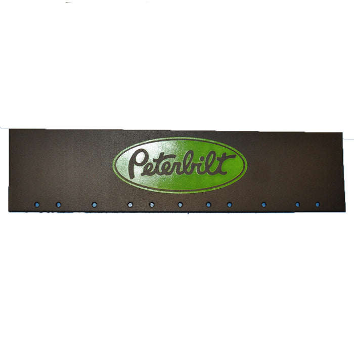 Peterbilt 24" x 6" black quarter fender mudflap w/green stamped logo