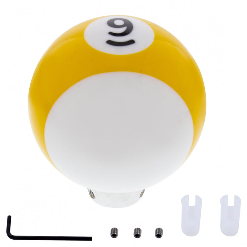 Yellow Number 9 pool ball gear shift knob - NO BASE